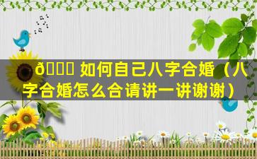 🐝 如何自己八字合婚（八字合婚怎么合请讲一讲谢谢）